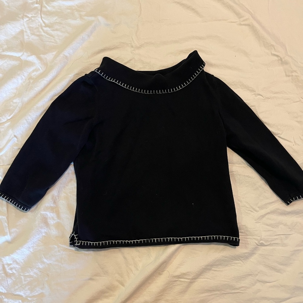 Black Long Sleeve Top with White Stitching